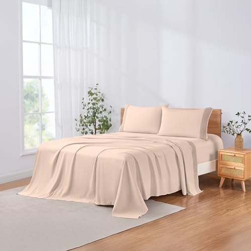 Modern Threads 4 Piece Microfiber Sheet Set – Soft Cooling Bed Sheets with Crochet Lace – Deep Pocket, Wrinkle Free, Breathable, Hotel Luxury Bedding, Blush Pink, California King by Modern Threads - Used condition - Image 4