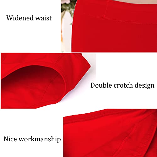 Amzchpc Women's Briefs Cotton Underwear Mid Waisted Panties Soft Underpants 5Pack (L, Red+Gray) #TOP4