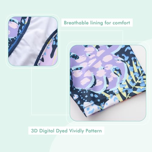 Image of Girls One Piece Swimsuits Short Sleeve Rash Guard for Girl Hawaiian Bathing Suit with Sun Protection Beachwear