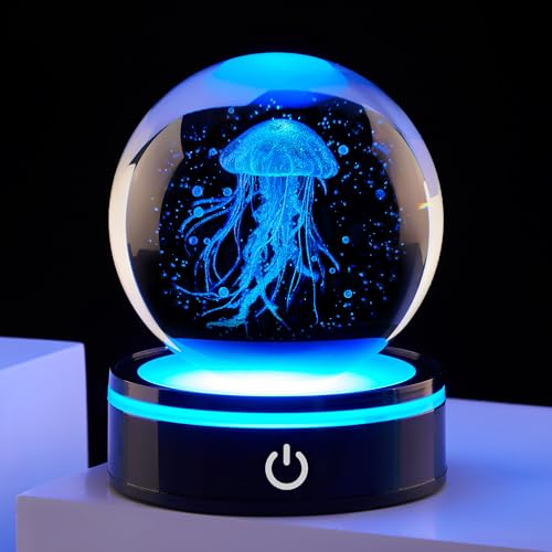 Ghtixsu 3D Crystal Ball Jellyfish Decoration, Gift for Men and