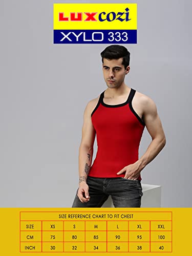 Image of Lux Cozi Men Pack of 3 Pure Cotton Assorted Gym Vest (Size :