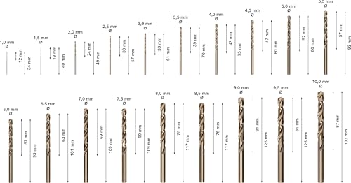 Bosch Professional 2608587014 19-Piece HSS-Cobalt ProBox Metal Drill Bit Set (for Stainless Steel, Accessories for Drill Drivers), Gold, 1mm-10mm 3 Bosch Professional 2608587014 19-Piece HSS-Cobalt ProBox Metal Drill Bit Set (for Stainless Steel, Accessories for Drill Drivers), Gold, 1mm-10mm - Image 3