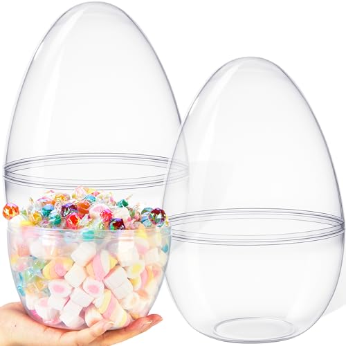 JOYIN 10' Transparent Jumbo Easter Eggs, 4 PCS Clear Fillable Plastic Giant Eggs Empty for Easter Egg Hunt, Candy Treats, Basket Stuffers, Party Supplies, Holiday Decoration