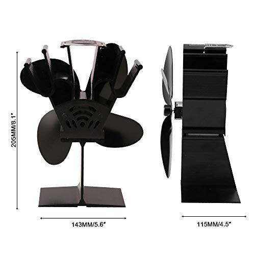 KOBSAINF Heat Powered Stove Fan Wood Burner Fan 4 Blades Heat Powered Fireplace Fan for Gas/Pellet/Wood Log Burner Fireplace