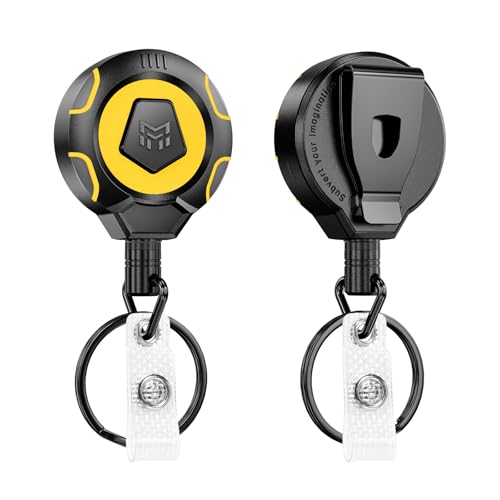 Image of MNGARISTA Heavy Duty Retractable Badge Reel, 10 oz 31.5'' Keychain, 2 Pack | heavy duty badge reel, 10 oz pull force, 31.5'' retractable keychain, reinforced PC housing, durable steel wire cord