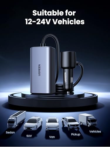Image of UGREEN 150W USB C Car Charger, PD 3.1 140W Car Charger Adapter Fast Charging 4-Port Cigarette Lighter USB Multi Port Charger Compatible with iPhone 17 /16 /15, Galaxy S24 /S23, iPad, Tablet, Laptop