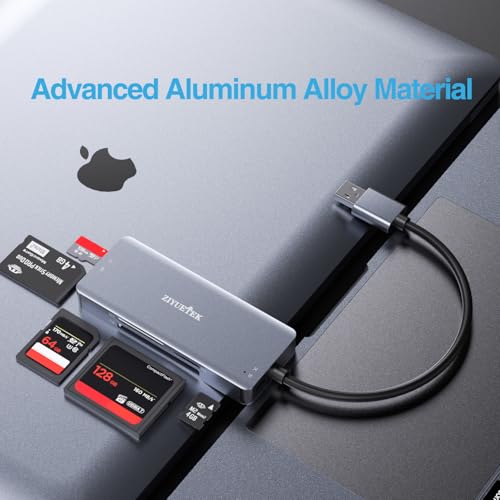 Image of USB C USB3.0 SD Card Reader, 5in1 Multi Card Reader for SD /TF /CF /Micro SD /MS /M2, Drive Free for iPhone 15 pro max /Windows /Mac /Linux /Android (USB3.0 and Type-C)