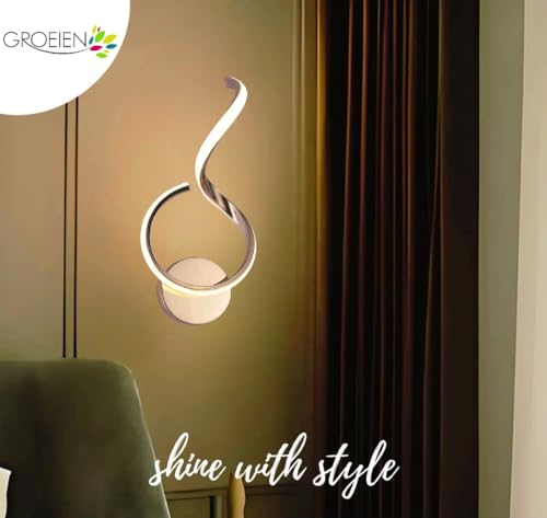 Image of Groeien 15W Modern 3 Color LED Wall Sconce Teardrop Glow Wall Light for Bedroom Living Room Corridor Lighting Fixtures Wall Mount(Warm+Natural+Coolwhite)(Teardrop Glow)