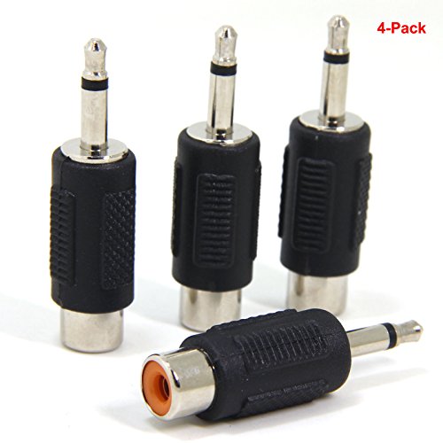 Ancable-Ancable-4-Pack-35mm-18inch-TS-Mono-Male-to-RCA-Female-Adapter-Connector-Coupler