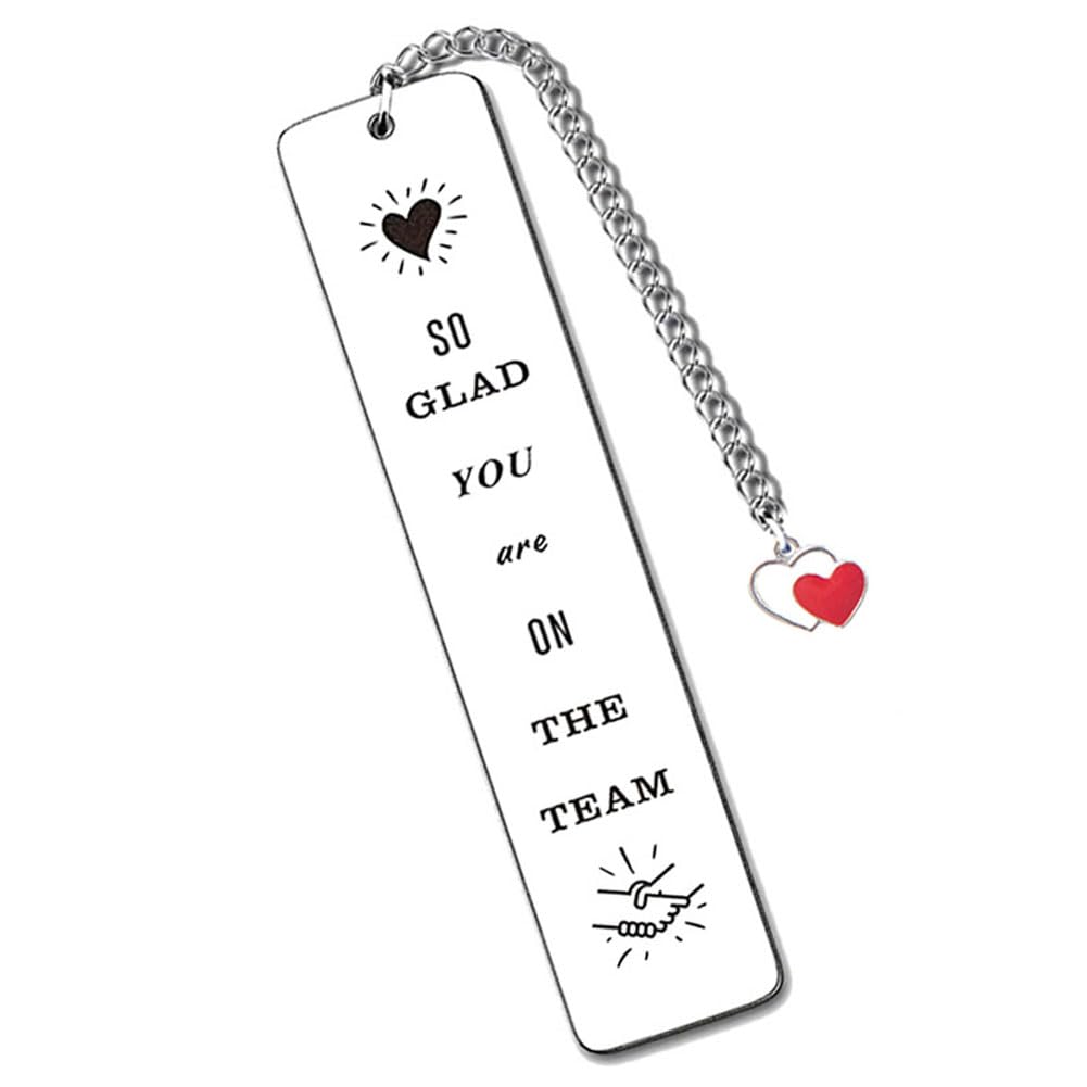 So Glad You are on The Team Bookmark Metal Bookmark Inspirational Gift Book Mark for Book Lovers Fans Stainless Steel Bookmark with Keychain Key Pendant Reader Gifts - Image 3
