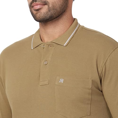 Image of Raymond Men's Modern Fit Solid Pattern Pure Cotton Half Sleeve Polo Neck Casual T-Shirt