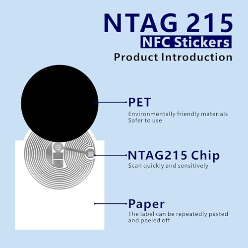 Image of 10Pcs NFC Tags NTAG215 NFC Stickers Programmable NFC Tags Sticker iPhone NFC Chip Compatible with Android & iPhone 504 Bytes Memory