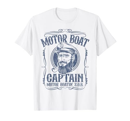 Motor Boat Captain Funny Pontoon Boating Motor Boatin Lake T-Shirt, Men, White, X-Large