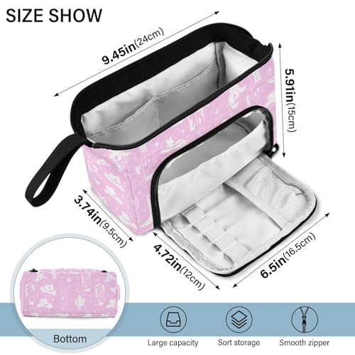 Image of Western Cowboy Purple Pencil Case Pouch Big Capacity Pencil Bag Box Organizer Pen Case Pencil Pouch Aesthetic with Handle for Kids Boys Girls Women College Office