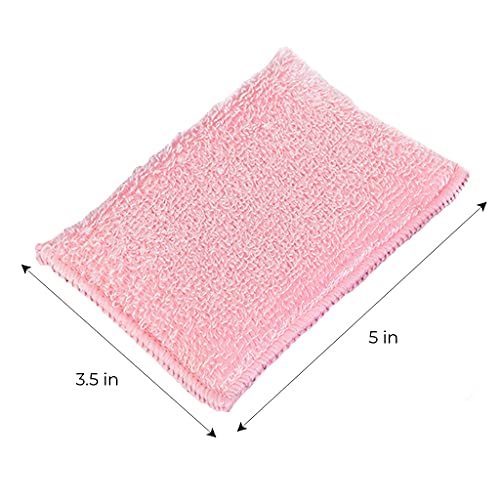 Image of Smart Design Non Scratch Scrub Sponge with Bamboo Odorless Rayon Fiber - Set of 6 - Ultra Absorbent - Soft and Scrubber Side - Cleaning, Dishes, and Hard Stains - Pastel - Blue, Purple, Pink