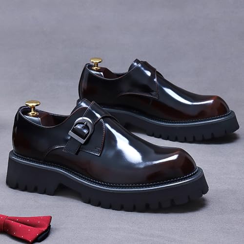 Mens Buckle Genuine Leather Shoes, Formal School Uniform Shoe for Work Office, Smart Fashion Wedding Shoe3