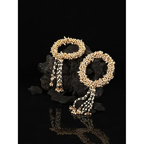 Efulgenz Indian Handmade Pearl Beaded Lumba Rakhi Bracelet Bangle Jewelry Set for Women Girls Gift for Bhabhi Sister (2 pc)2