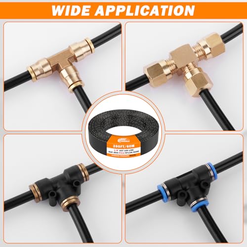 Image of CheeMuii 200 FT 1 /8 inch DOT Air Line Air Hose 61 Meter 1 /8 PA12 Nylon Pneumatic Tubing 1 /8 Inch OD Pneumatic Air Tubing Pipe Hose Line for Semi Truck Trailer or Industrial Air System