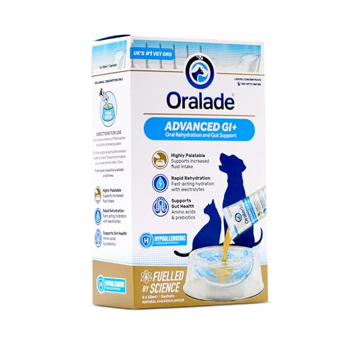 Oralade Advanced GI+ Liquid Concentrate Oral Rehydration & Gut Support for Dogs and Cats - Fast and Effective Hydration - Roast Chicken Flavour - Suitable for All Ages - 6 x 50ml Sachets