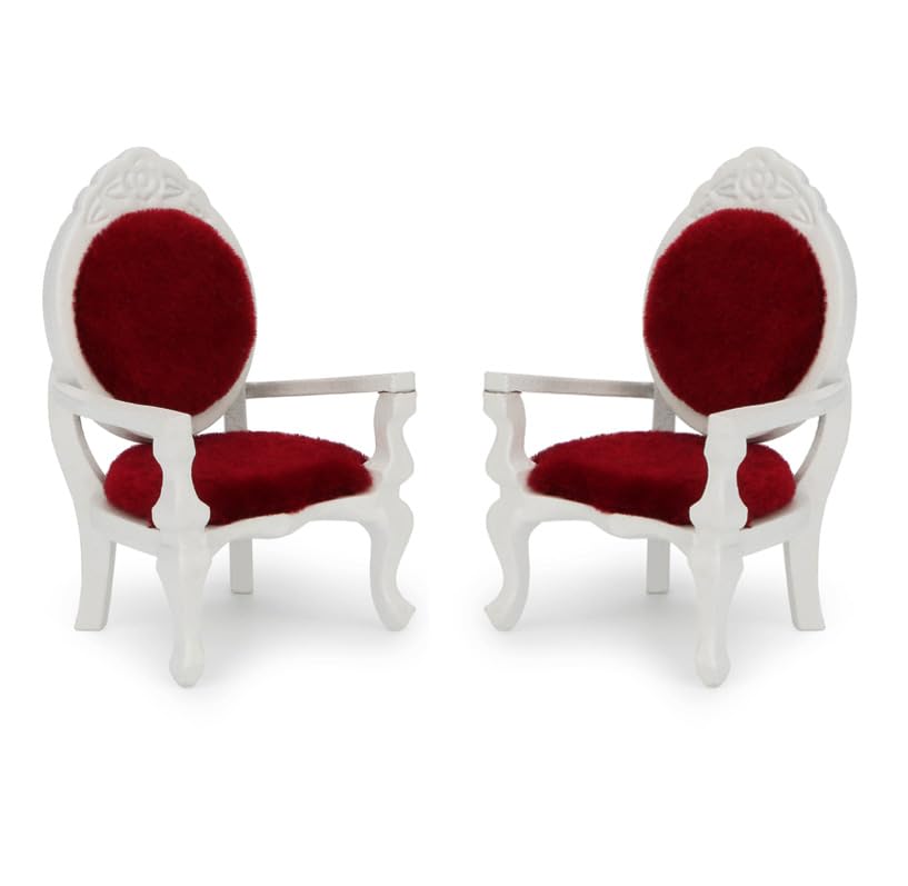 Fauteuil victorien miniature 1/12 en bois sculpté rembourré pour décor rétro réaliste