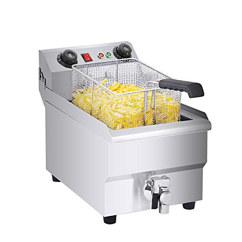 ALDKitchen Commercial Deep Fryer | Electric Oil Fryer | Snack Machine with Removable Basket | Stainless Steel | 110V (30 L)