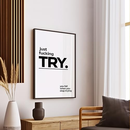 Image of COLOSSAL ART HOUSE Just Try Motivational Wall Frames for Living Room, Dining & Bedroom Wall Decoration - (13x17 Inch, Quote Frame) (TRY)
