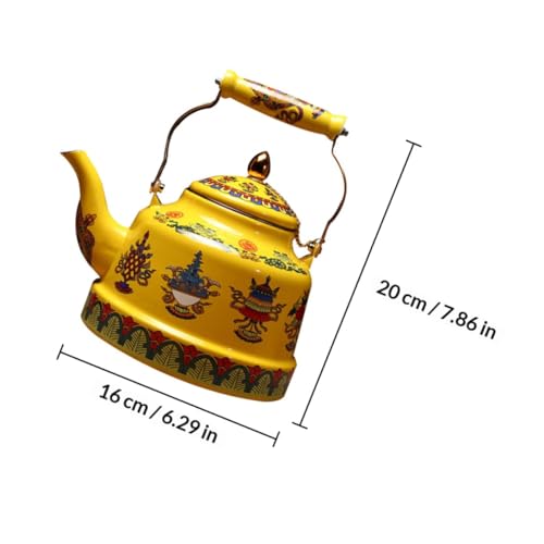 Théière émaillée jaune petit modèle au design traditionnel - 3