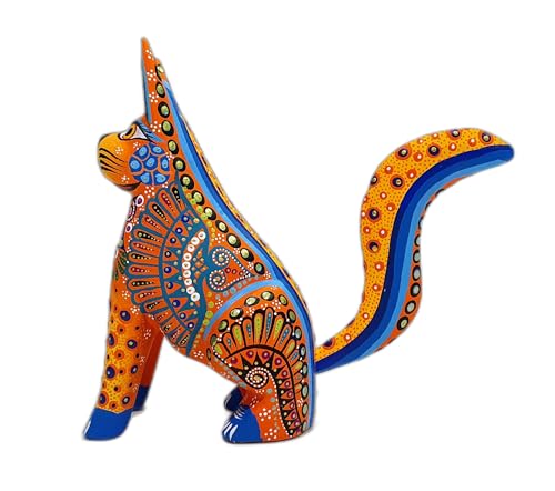 ALKIMIA INC Mexican Alebrije Standing Dog Wood Carving Handcrafted Sculpture (Orange)