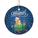 GABSHAIM Golden Retriever Hunde-Weihnachtsdekoration, Aquarell, Hunde-Aufenthalte in Box, Weihnachtsdekoration, Keramik-Ornament für Hundeliebhaber, Weihnachtsbaum, Heimdekoration, Ornament, 7,1 cm