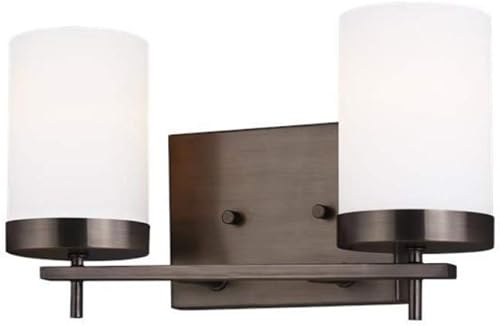 Miniatura 5 de Sea Gull Lighting "4490303EN3-778 Zire - Soporte de pared para tocador de baño LED de vidrio blanco y grabado, 3 luces 27.9 vatios totales, 8