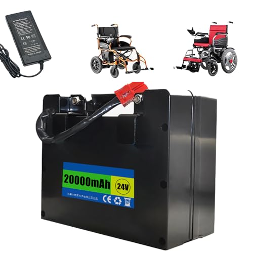 WSGDSG Batterie Lithium 24 V pour Fauteuil Roulant électrique avec Chargeur 29,4 V 3 A, BMS 30 A, Batterie de Remplacement pour Scooter électrique(Size:12AH)