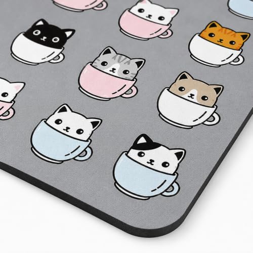Image of Luxe Home International Dish Dry Mats for Kitchen Counter, Rubber Quick Dry Mat for Kitchen Utensils, Cute Cat Print Smooth Absorbent Placemat, 35x55 cm, Cat Grey, Pack of 1