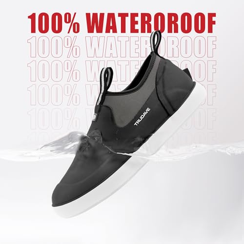 Deck Boots for Men, Waterproof Rubber Fishing Rain Boots, 4.5mm Neoprene Anti-Slip Short Ankle Shoes for Work Fishing Gardening Yard, Size 6-132