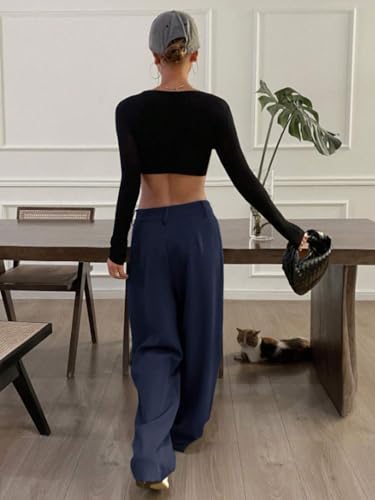 Oomph! Women's High-Waisted Pant | Wide Leg Trousers | Korean Style Stretchable Trouser|Trouser for Women3