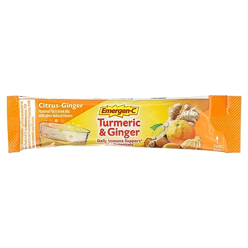 Emergen-C Citrus-Ginger Fizzy Drink Mix, Turmeric and Ginger, Immune Support, Natural Flavors with High Potency Vitamin C, 18 Count