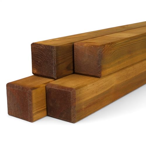 4er Set Vierkant-Zaunpfosten stumpf KDI Braun – 9x9 cm, Längen 100–150 cm, imprägniertes Nadelholz, wetterfest langlebig, Pfostenm Zaunbau, Gartenprojekte (150 cm Länge)