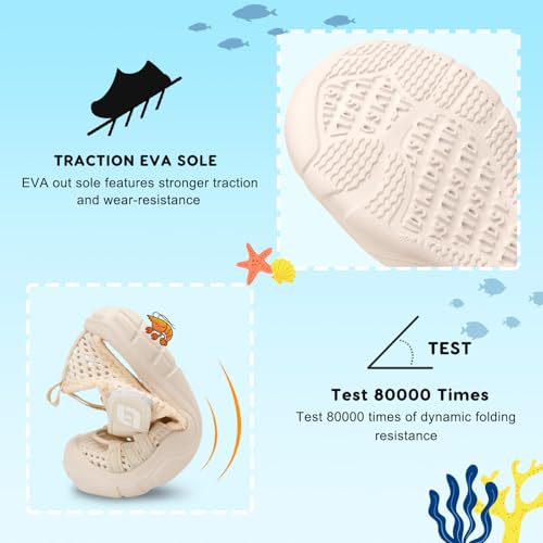 Image of JOINFREE Toddler Boys Girls Water Shoes Breathable Qucik Dry Sport Beach Sandals Lightweight Barefoot Flexible