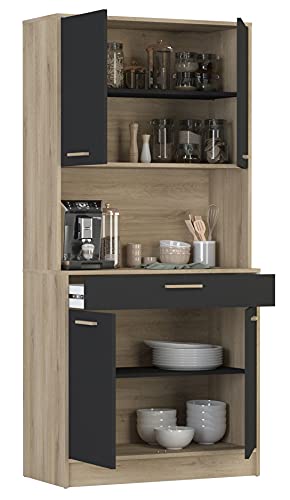 DEMEYERE-Armario-Cocina-Dolce-1-cajon-4-armarios-Color-Roble-y-Negro-alacena-Buffet-Estilo-Industrial-177x83x40-cm