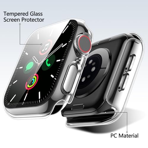 Image of Case for Apple Watch Screen Protector SE 3(2025) SE 2 /SE /Series 4 5 6 44mm with Tempered Glass | Slim Guard Bumper | Full Coverage Hard PC Protective Cover | Compatible iWatch 44mm