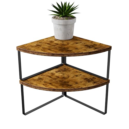 Corner Shelf Countertop Organizer – Set of 2 Corner Shelves for Kitchen Cabinet Organizer, Spice Rack, Stackable Bathroom Organizers and Storage, Sink Rack, Corner Cabinet, Counter Decor, Rustic Brown