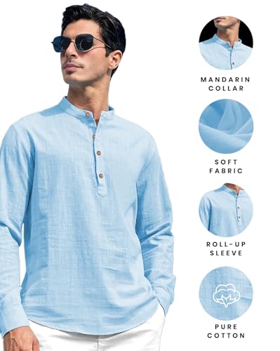 Image of Vida Loca Men Solid Cotton Blend Straight Kurta Shirt