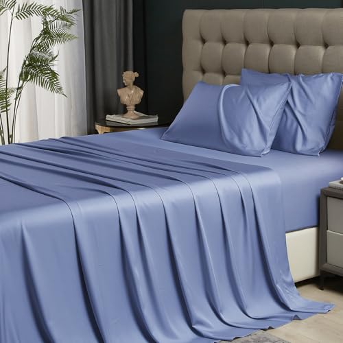 HYPREST Bamboo Rayon King Deep Pocket Sheets, Blue