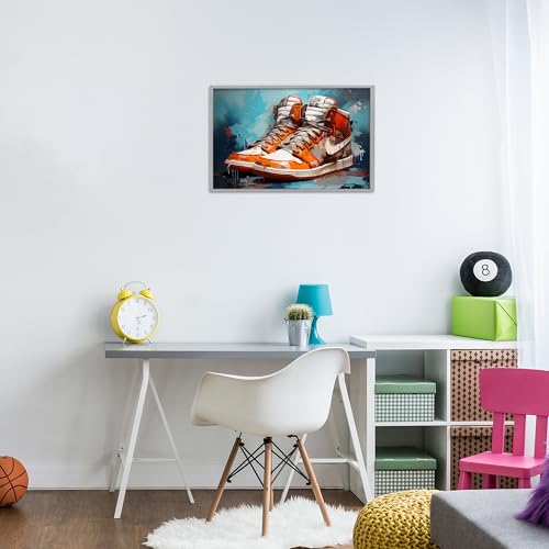 Sneakers Splash Stupell tableau cadre gris éclaboussures de couleur