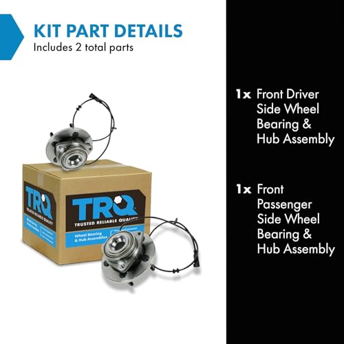 Image of TRQ Front Left and Right Wheel Bearing and Hub Assembly Set 2 Piece Compatible with 2006-2009 Dodge Durango 2007-2009 Chrysler Aspen
