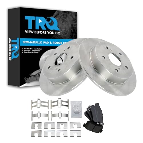 Image of TRQ Rear Brake Pad and Rotor Set Semi Metallic Solid Rotors
