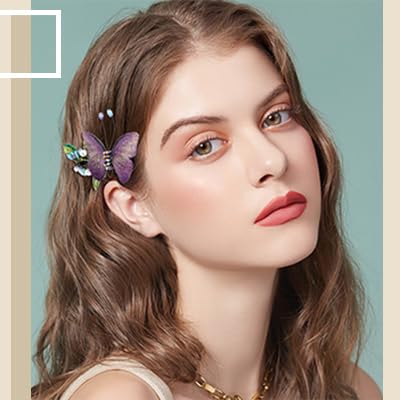 Miniatura 6 de Haomye Pinzas para el pelo de mariposa con diamantes de imitación, pasadores bordados, accesorios para el cabello, tocado de boda, pinzas coreanas