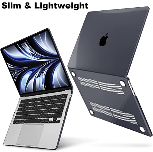 Image of Midkart Case Compatible with MacBook Air 13.6 inch M5 M4 M3 M2 Release 2026-2022 A3449 A3240 A3113 A2681 Touch ID Hard Shell Cover Keyguard Dust Plugs for MacBook Air 13 inch Case, Transparent Black