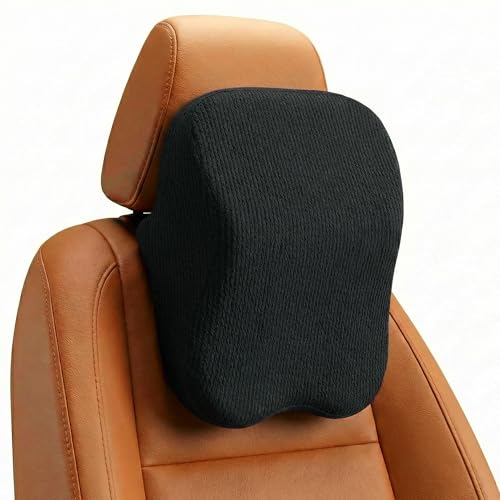 Image of betterhood PosturePro Premium Car Neck Rest Pillow | Car Seat Headrest Pillow | Neck Support Cushion for Comfortable Rides | Memory Foam, Cotton Cover, Large Size | Orthopedic, Ergonomic (Black)