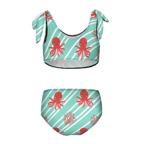 Girls Swimsuit Two Piece Swimwear Cute Octopus Coral Tankini Bikini Set Beach Sport Bathing Suit for Girls2