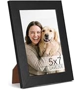 Lavezee 5x7 Picture Frame Black, Wide MDF Photo Frame with Shatterproof PET Cover, Wall Mount or ...